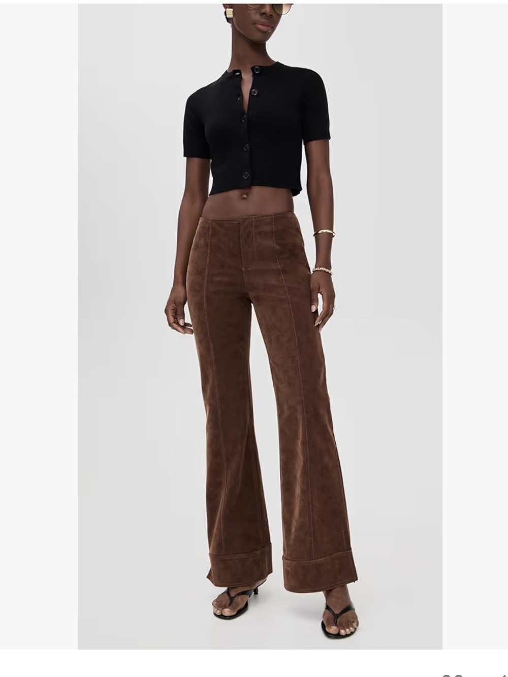 Free People Brown Faux Suede High-Rise Flare Pants